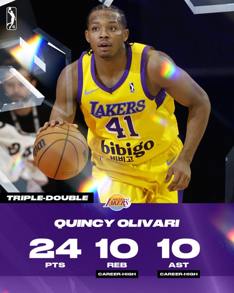 證明自己！奧利瓦里在G聯(lián)盟轟24分10板10助 生涯首攬三雙