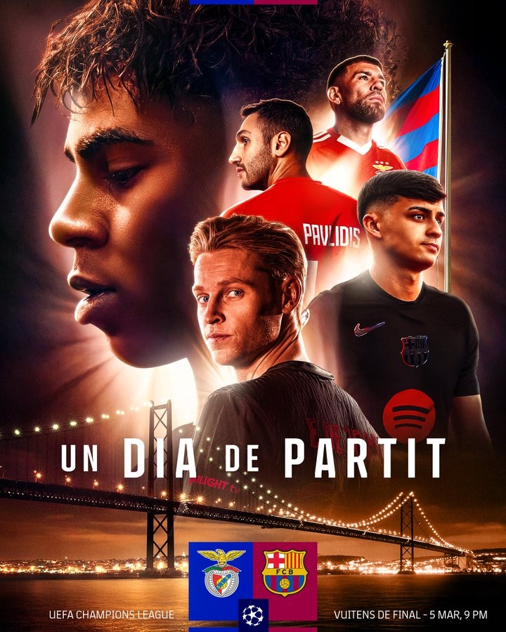 巴薩曬海報(bào)預(yù)熱與本菲卡比賽，亞馬爾、德容、佩德里出鏡