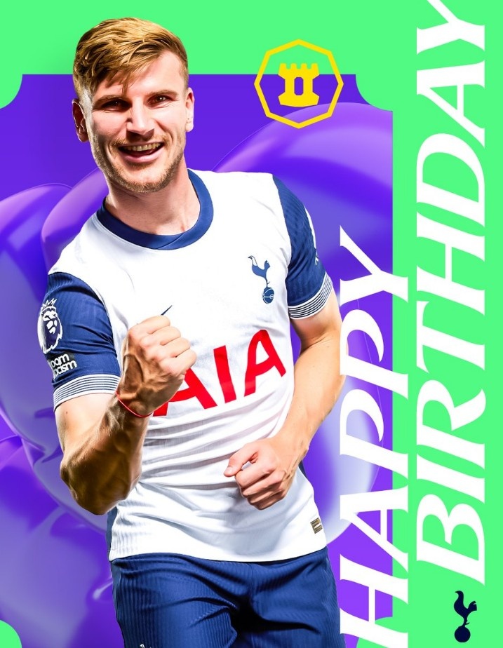 維爾納迎29歲生日，熱刺官方曬海報(bào)送上生日祝福