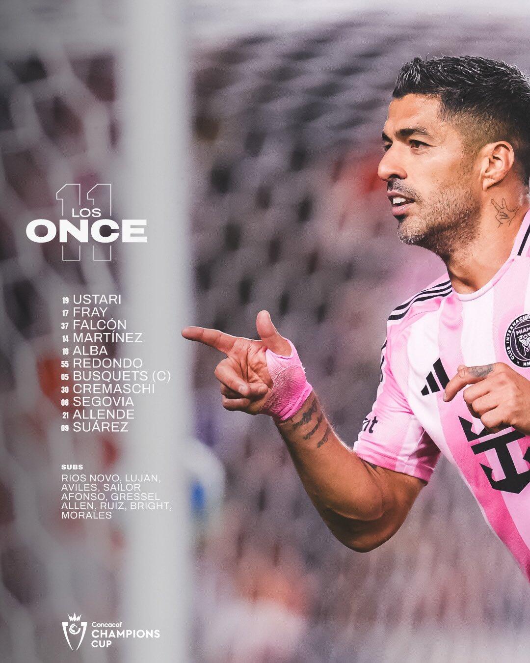 邁阿密國際首發(fā)：梅西缺陣，蘇牙、布斯克茨、阿爾巴出戰(zhàn)