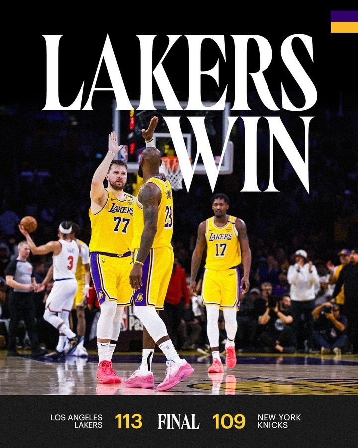 湖人官方曬出贏球海報：詹姆斯、東契奇、芬尼-史密斯登上封面