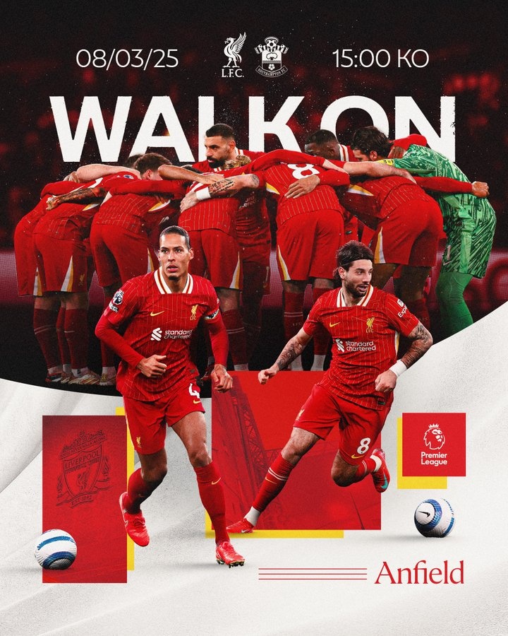 繼續(xù)前行！利物浦曬海報預(yù)熱戰(zhàn)圣徒：范迪克、薩拉赫、索博出鏡