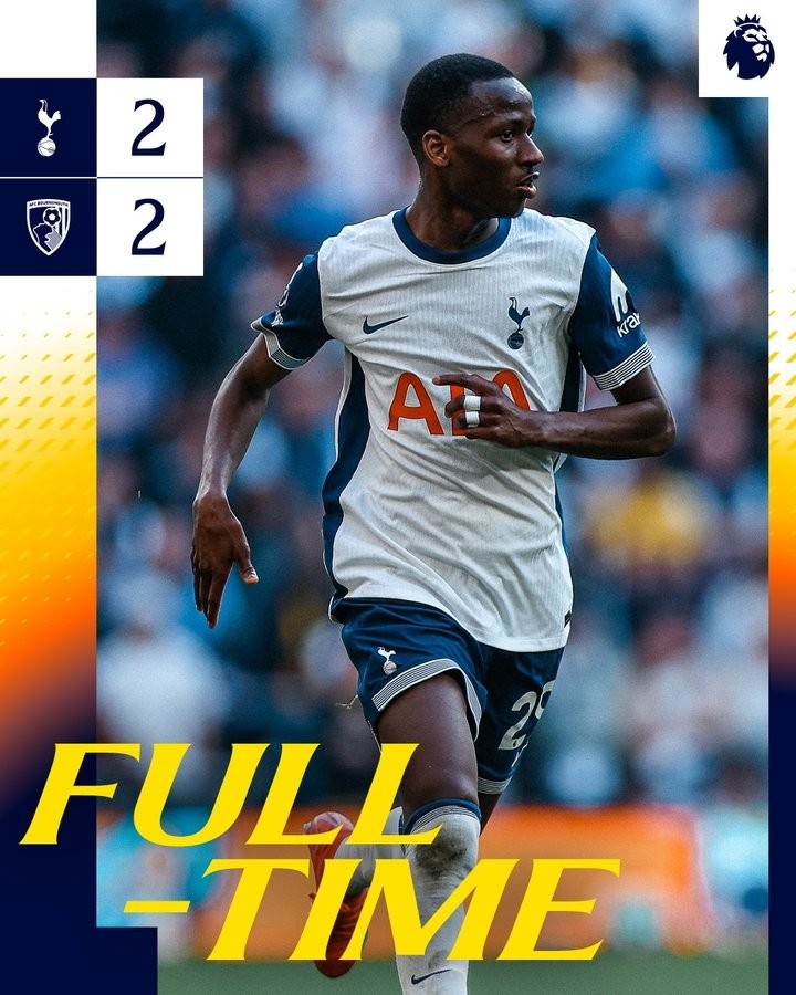 英超落后至少2球但最終拿分！熱刺第26次做到，僅次于曼聯(lián)30次