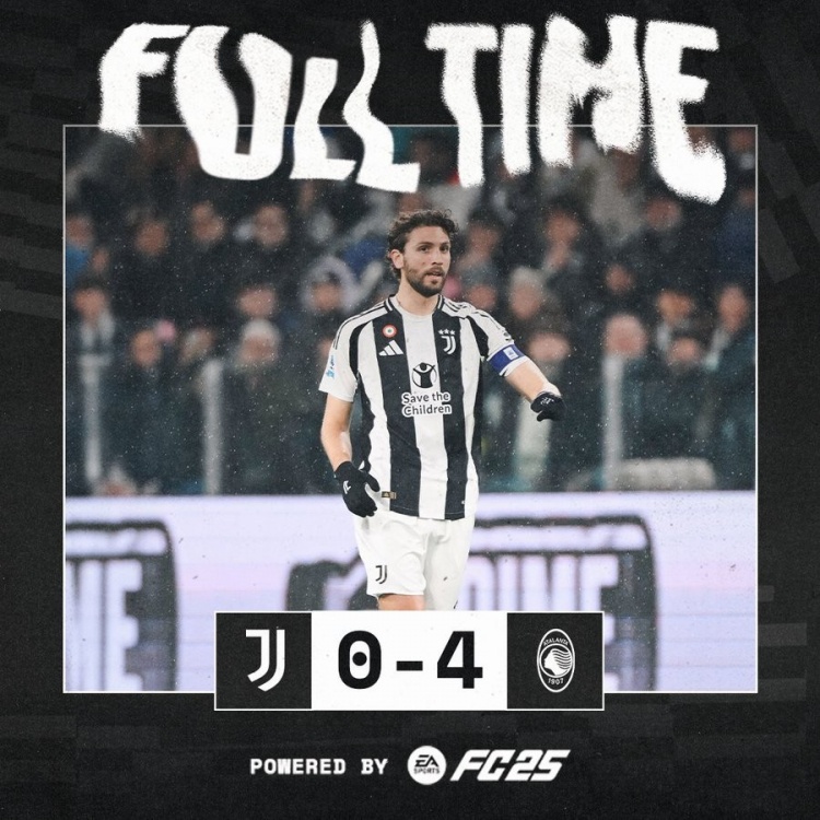 0-4亞特蘭大！尤文隊(duì)史意甲主場(chǎng)第8次凈負(fù)4球，1950年曾1-7米蘭