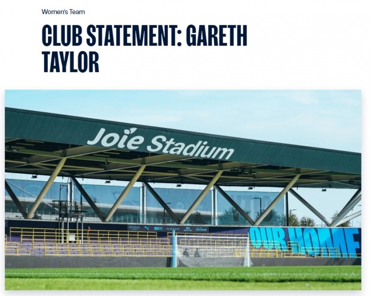 聯(lián)賽成績不佳！曼城官方：女足主帥加雷斯-泰勒下課