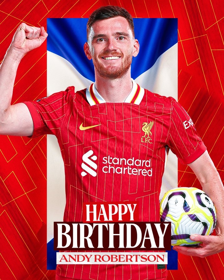 羅伯遜迎來31歲生日，利物浦官推曬海報(bào)送祝福