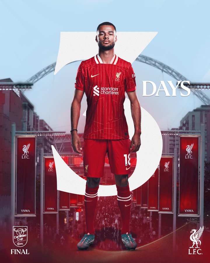 利物浦曬海報預(yù)熱聯(lián)賽杯決賽：還剩3天！