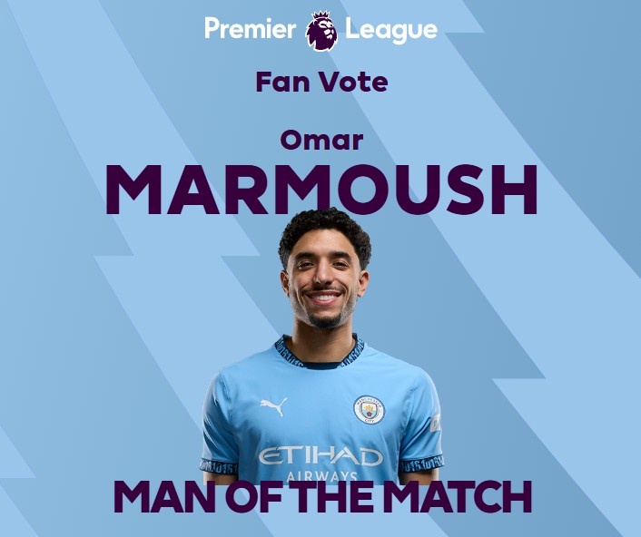 造點(diǎn)+世界波！官方：馬爾穆什被票選為曼城vs布萊頓全場(chǎng)最佳
