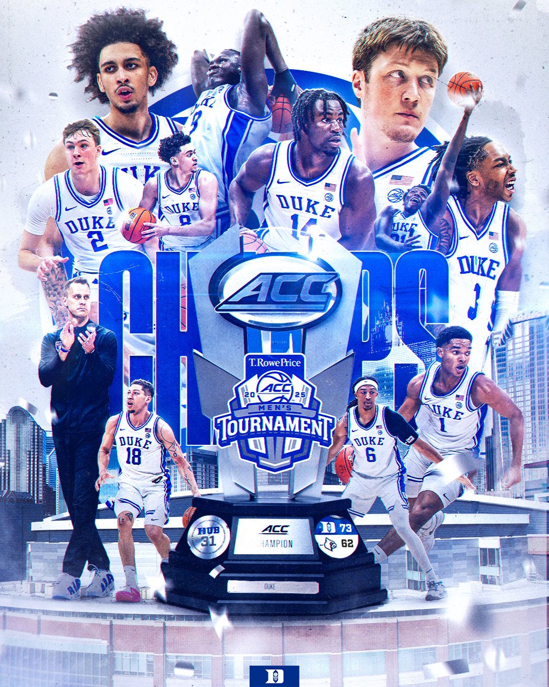 弗拉格缺陣沒關(guān)系！杜克三人15+奪冠進瘋?cè)?25年選秀前十熱門18+8