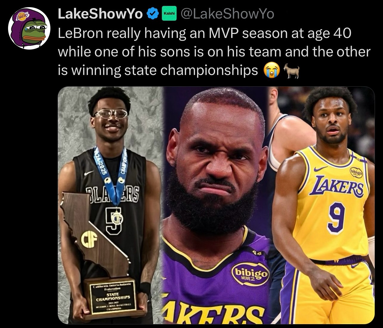 湖媒：詹姆斯40歲仍打出MVP級(jí)別表現(xiàn) 一個(gè)兒子同隊(duì)另一個(gè)拿冠軍！