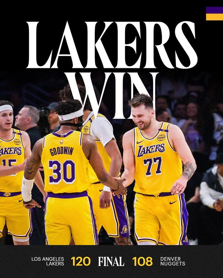 湖人官方曬出贏球海報：東契奇、里夫斯、古德溫、海斯登上封面