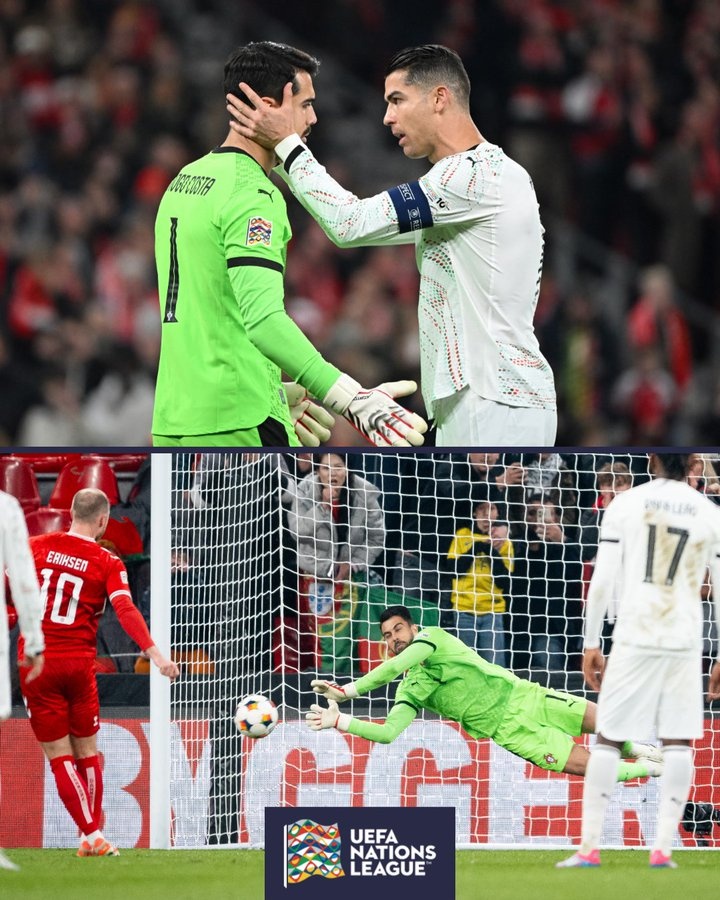 給建議了？歐國聯(lián)官推：C羅與科斯塔耳語，隨后后者撲出點(diǎn)球