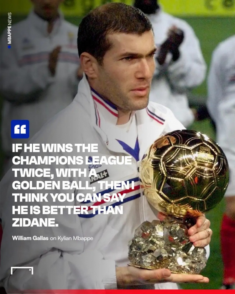 加拉：姆巴佩數(shù)據(jù)是超越了齊達(dá)內(nèi)，但他距離齊祖還差2歐冠+1金球