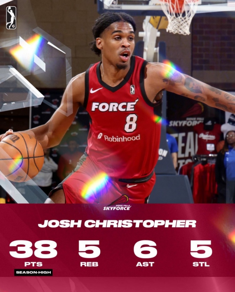 亂殺！火箭舊將克里斯托弗G聯(lián)盟22中13爆砍38分5板6助5斷2帽