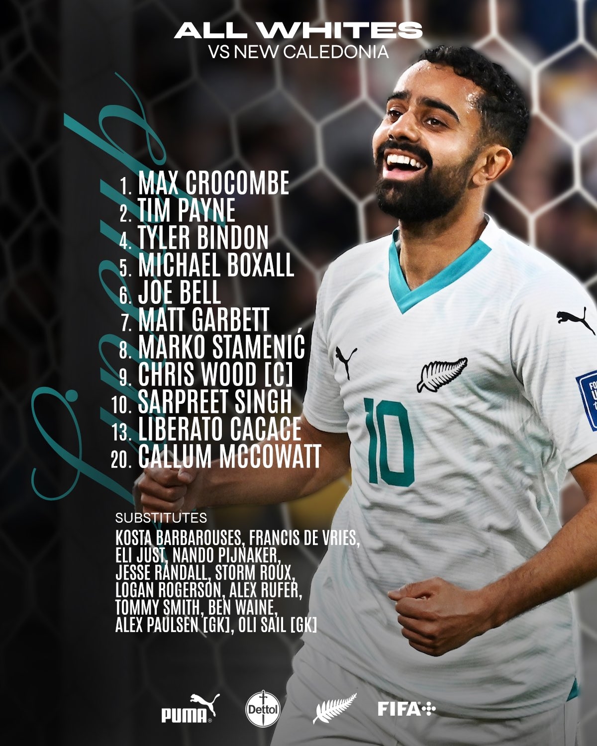 勝者進世界杯！新西蘭vs新喀里多尼亞首發(fā)：克里斯-伍德領(lǐng)銜！