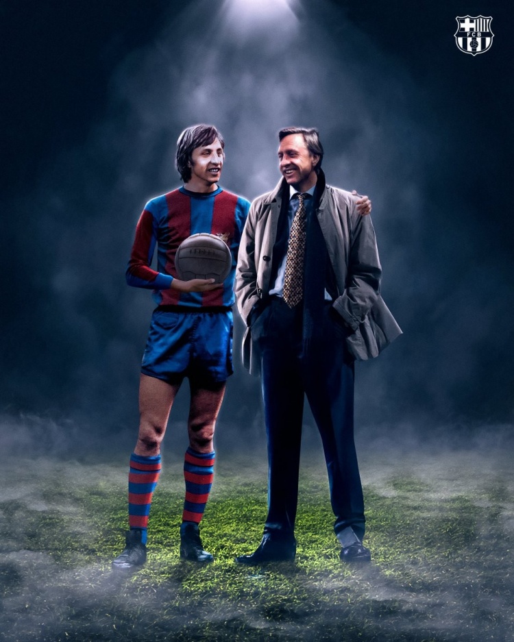 克魯伊夫逝世9周年！巴薩官方海報(bào)悼念：感謝你教會(huì)我們熱愛足球