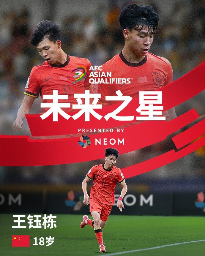 亞洲杯官方社媒發(fā)布王鈺棟個(gè)人海報(bào)：青年軍的旗幟，飄揚(yáng)在前哨